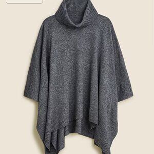 J.Crew Wool-Cashmere Blend Turtleneck Poncho – Heather Charcoal Gray – OS (One S